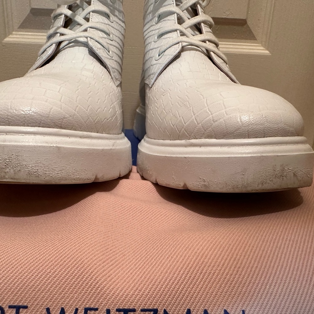 Stuart Weitzman Mckenzee Mini Croc Print In White - image 7